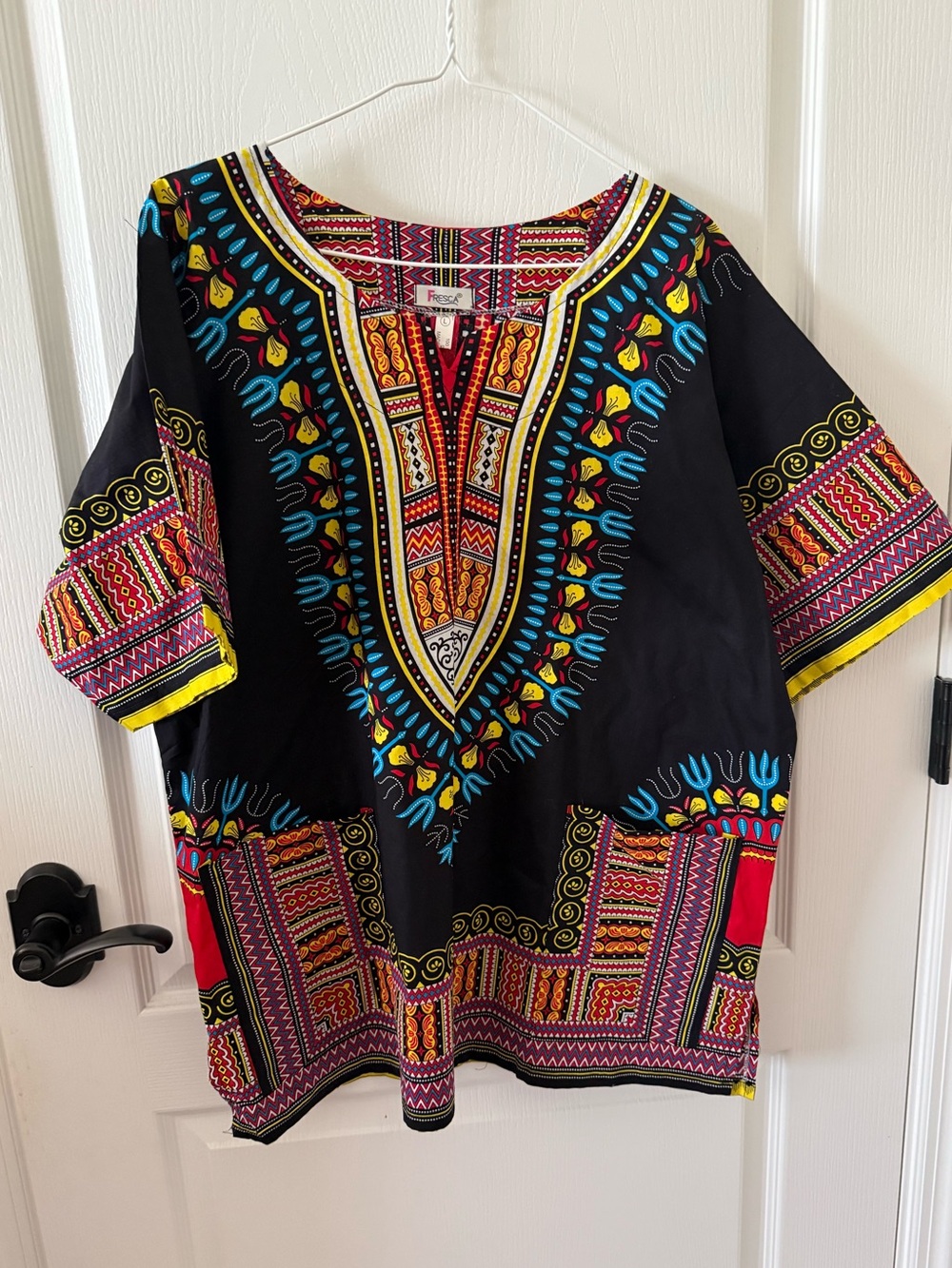 Fresca Vibrant African Dashiki Shirt Sz L